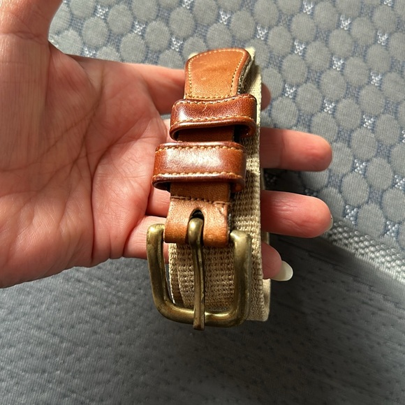 Coach 3810 Natural Linen Belt British
Tan Leather Brass Buckle 34” - Picture 1 of 8